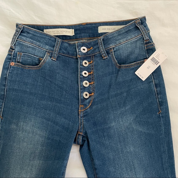 NWT Anthropologie Pilcro and the Letterpress High Rise Flare Crop Jeans Size 25 - Picture 2 of 16